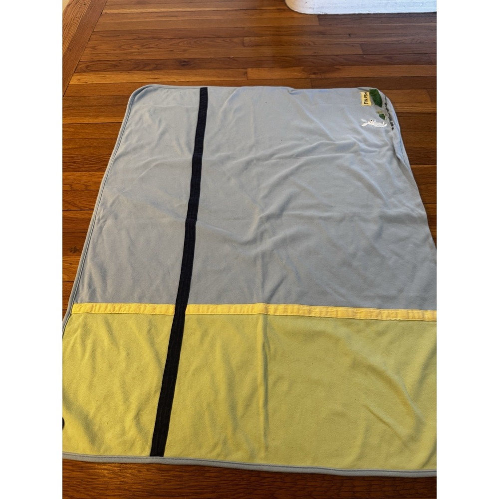 Vintage Gymboree Turtle Rabbit Baby Blanket Blue White Green Tortoise‎ Hare 2001
